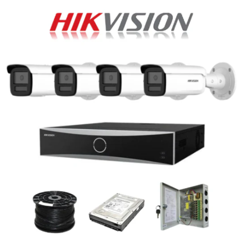 Hikvision ACUSENSE 4MP IP camera kit - 16ch 4K NVR - 4 x 4MP IP cameras - 1TB HDD - 100M cable - 80M Night vision