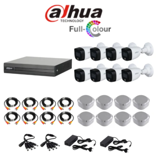 Dahua FULL COLOR 1080P 8 Channel DVR & 8 Bullet Cameras DIY CCTV KIT