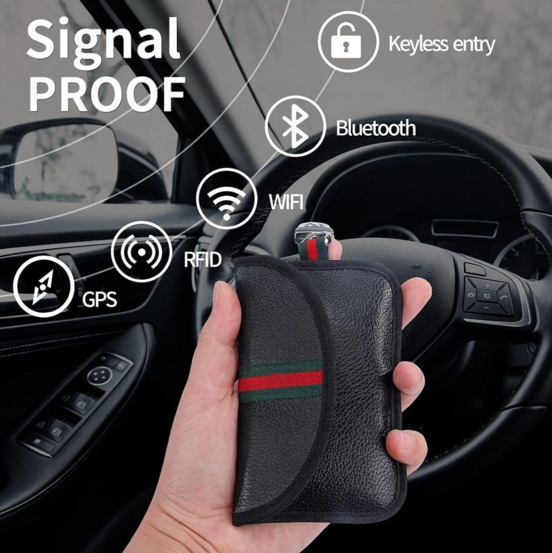 Car Key Signal Blocker Leather Pouch