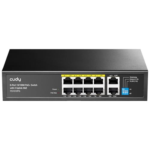 PoE 120W 2 Gigabit Uplink Switch (FS1010PG)Cudy 8 Port Fast Ethernet