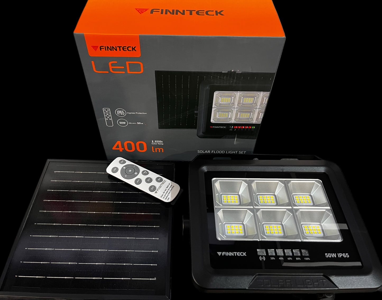 FINNTECK LED - 50W - 400lm Solar Flood light Set