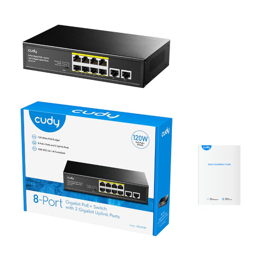 Cudy 8 Port Gigabit 8 PoE 120W PoE Switch(GS1010P)