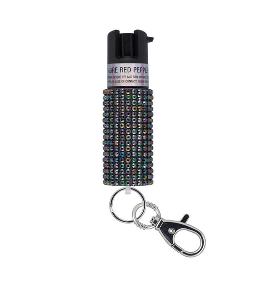 Sabre Red Pepper Spray with Black Jeweled Design and Snap Clip- KR-J-BK-02