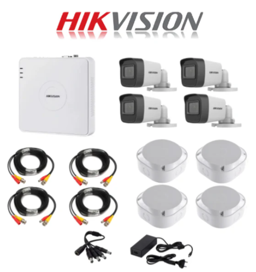Hikvision 1080P 4-Channel Turbo HD DVR + 4 Bullet Camera Complete DIY Security Package