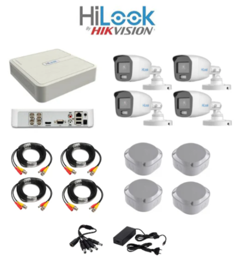 HiLook ColorVu 1080P 4-Channel DVR + 4 Bullet Camera DIY Security Kit