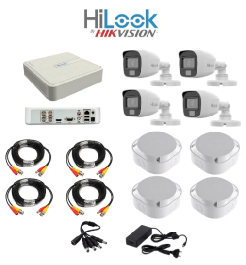 HiLook Smart Hybrid 1080P 4-Channel DVR + 4 Bullet Camera DIY CCTV Kit