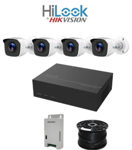 HiLook by Hikvision 4-Channel Turbo HD eDVR Kit – NEW 1080P with 330GB eSSD, 4 Bullet Cameras, 20m Night Vision, 100m Cable