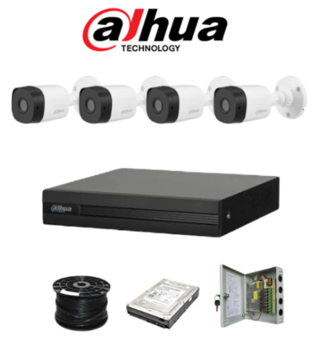Dahua 4ch HDCVI kit - Pentra-Brid XVR - 4 x 1080P cameras - 20m Night vision - 500GB HDD - 100m cable