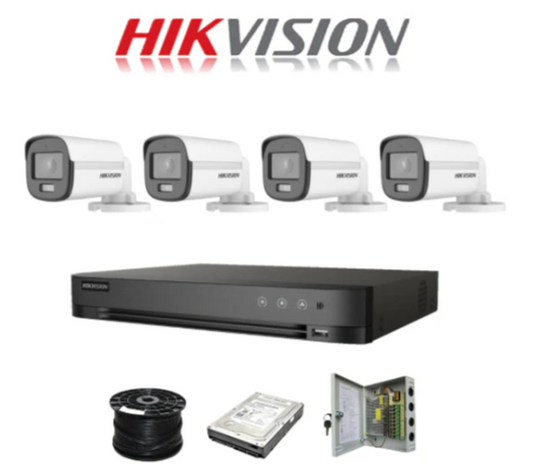 Hikvision 8 Channel 3K 5MP 20M ColorVu Kit | 4x 5MP Colorvu SMART HYBRID Cameras | 1TB HDD | 100m RG59