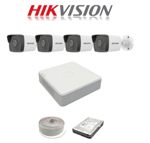 Hikvision 2MP IP Kit - 4ch NVR with 4POE, 4 x 2MP IP cameras 30m IR, 1TB HDD, 100m Cable