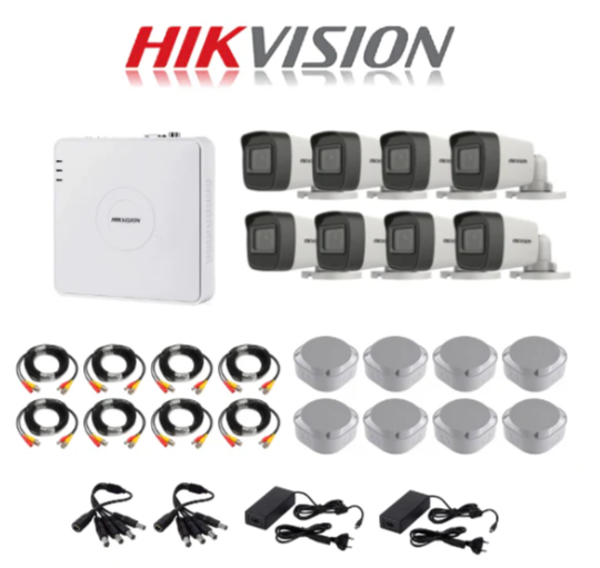 Hikvision 1080P 8 Channel DVR & 8 Bullet Cameras DIY CCTV KIT
