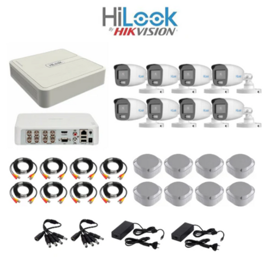 HiLook 1080P COLORVU 8 Channel DVR & 8 Bullet Cameras DIY CCTV KIT