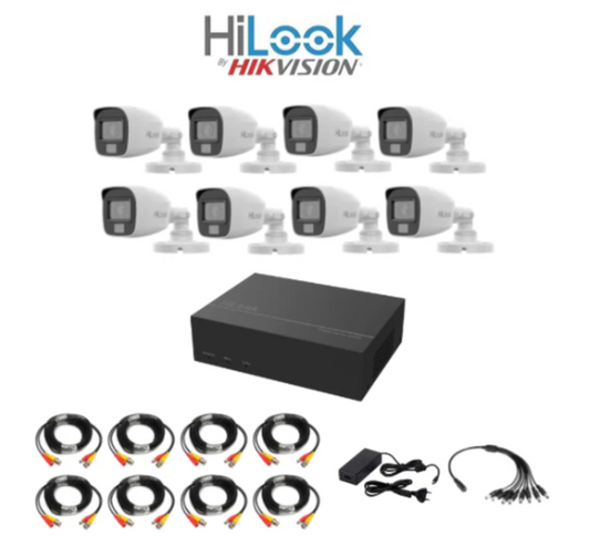 HILOOK 8Ch 2MP eDVR 512GB Bullet CCTV DIY Kit | Smart Hybrid