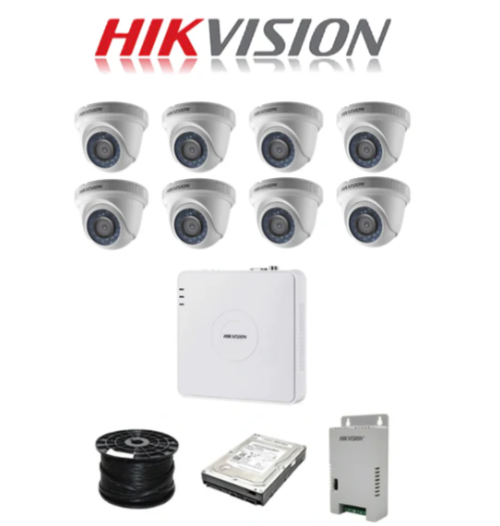 HikVision 8 Ch Turbo HD Kit - Embedded DVR - 8 x 1080P Camera - 20M Night vision - 500GB HDD - 100m Cable