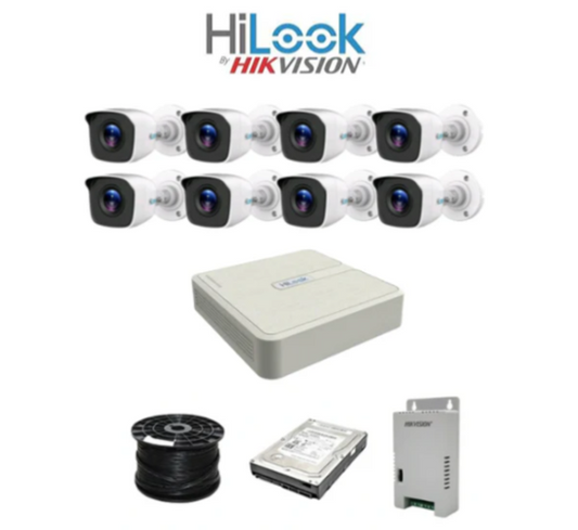 HiLook by Hikvision 8ch Turbo HD kit - DVR - 8 x HD1080P Camera - 20M Night vision - 500GB HD - 100m Cable