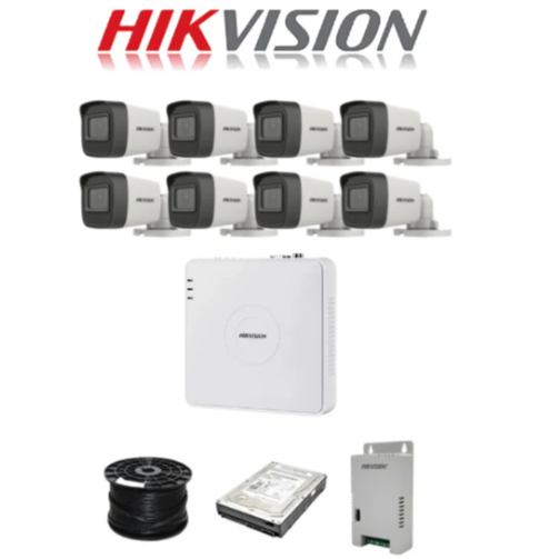 HikVision 8 Ch Turbo HD Kit - Embedded DVR - 8 x HD1080P Camera - 20M Night vision - 1TB HD - 100m Cable