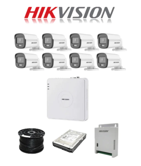 Hikvision 8 Channel 1080p 20M ColorVu Kit With Audio SMART HYBRID Cameras | 1TB HDD | 100m RG59