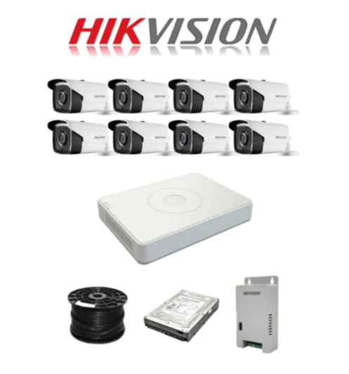 HikVision 8 Ch Turbo HD Kit - Embedded DVR - 8 x HD1080P Camera - 80M Night vision - 1TB HD - 100m Cable