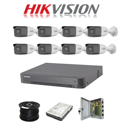 HikVision 8 Ch Turbo HD Kit - Embedded DVR - 8 x Vari Focul HD1080P Camera - 40M Night vision - 1TB HD - 100m Cable
