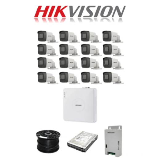HikVision 16 Ch Turbo HD Kit - Embedded DVR - 16 x HD1080P Camera - 20M Night vision - 1TB HD - 100m Cable