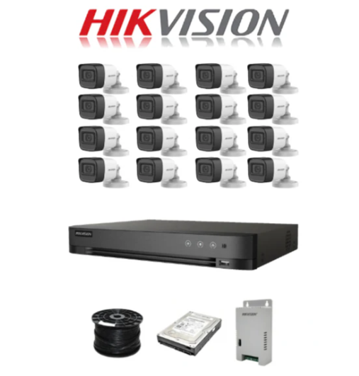 HikVision 16 Ch Turbo HD Kit - 7200 Series DVR up to 4MP - 16 x HD1080P Camera - 20M Night vision - 1TB HD - 100m Cable