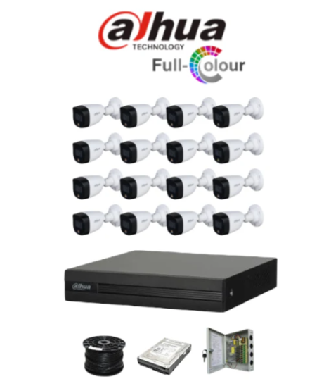 Dahua 16ch Full-Color HD Kit - HD DVR _ 16 x 1080p Full-Color cameras - 20m Full colour night vision - 1TB HDD - 100m Cable