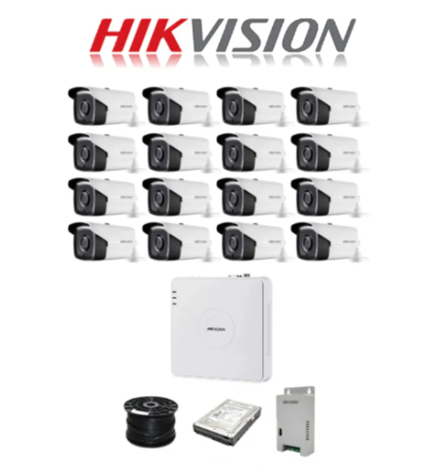 HikVision 16 Ch Turbo HD Kit - Embedded DVR - 16 x HD1080P Camera - 80M Night vision - 2TB HD - 200m Cable