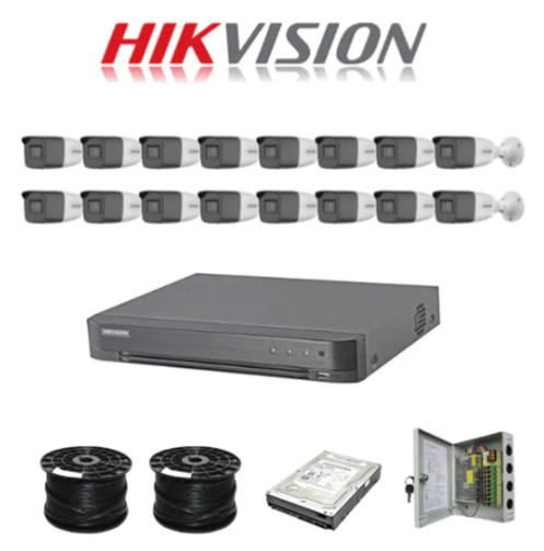 HikVision 16Ch Turbo HD Kit - Embedded DVR - 16 x Vari Focul HD1080P Camera - 40M Night vision - 2TB HD - 200m Cable