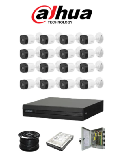 Dahua 16ch HDCVI kit - Pentra-Brid XVR - 16 x 1080P cameras - 20m Night vision - 1TB HDD - 100m cable