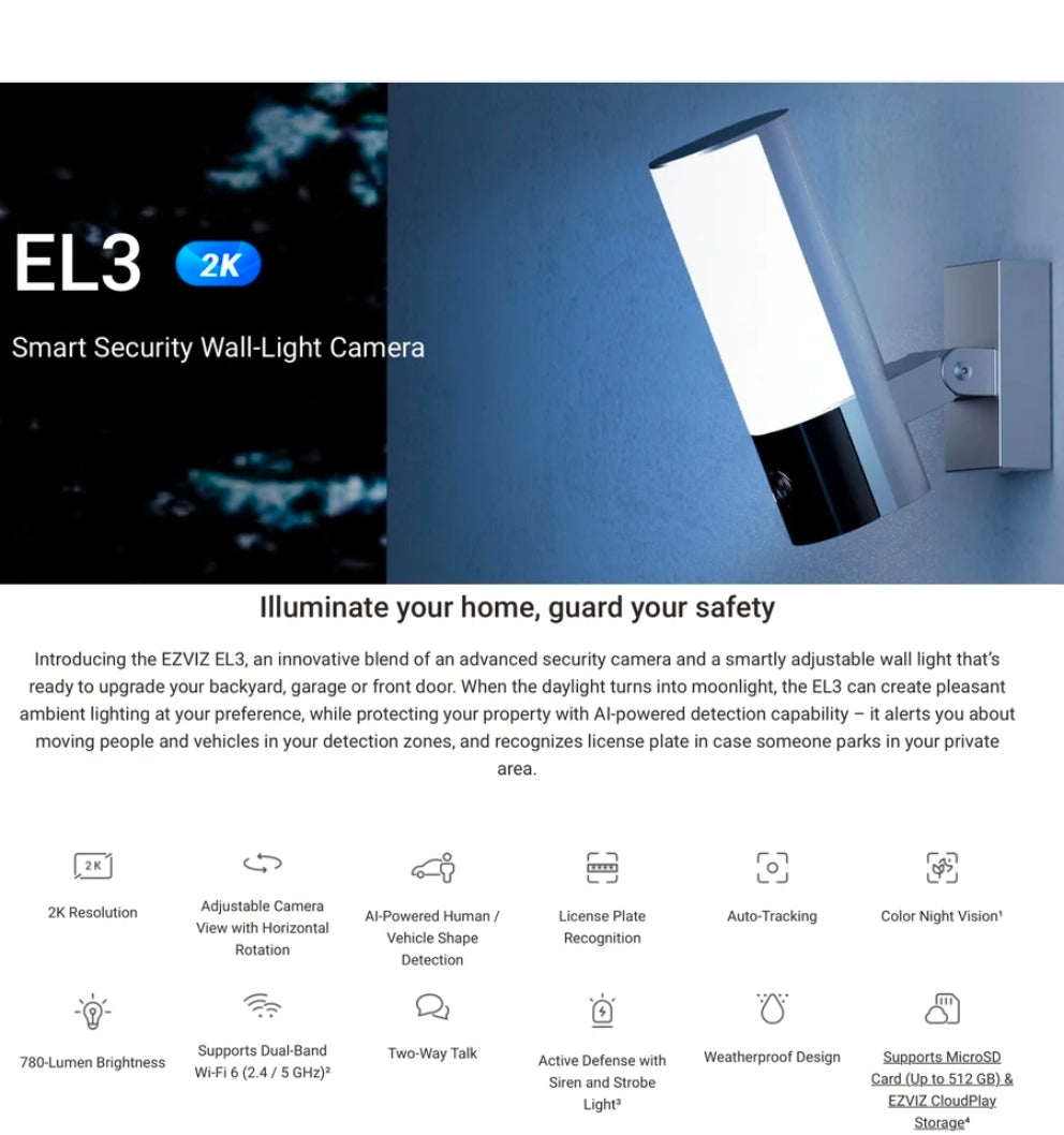 EZVIZ Wi-Fi Door Light Camera LC3 4MP