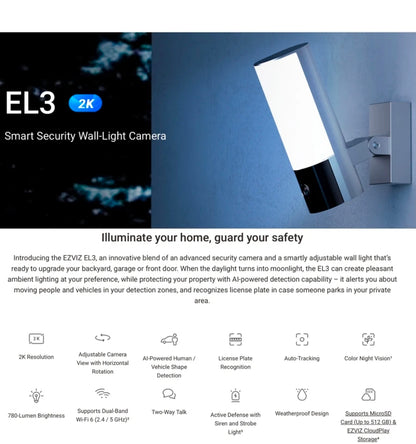 EZVIZ Wi-Fi Door Light Camera LC3 4MP