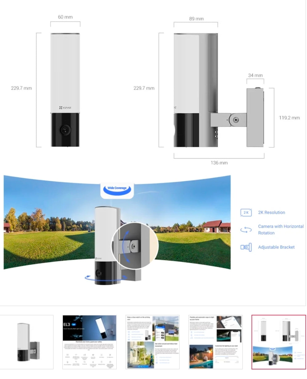 EZVIZ Wi-Fi Door Light Camera LC3 4MP