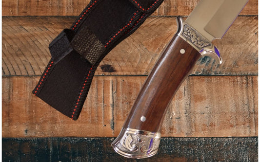 Rugged Hunting Knife with Ring Handle & Heavy-Duty Sheath