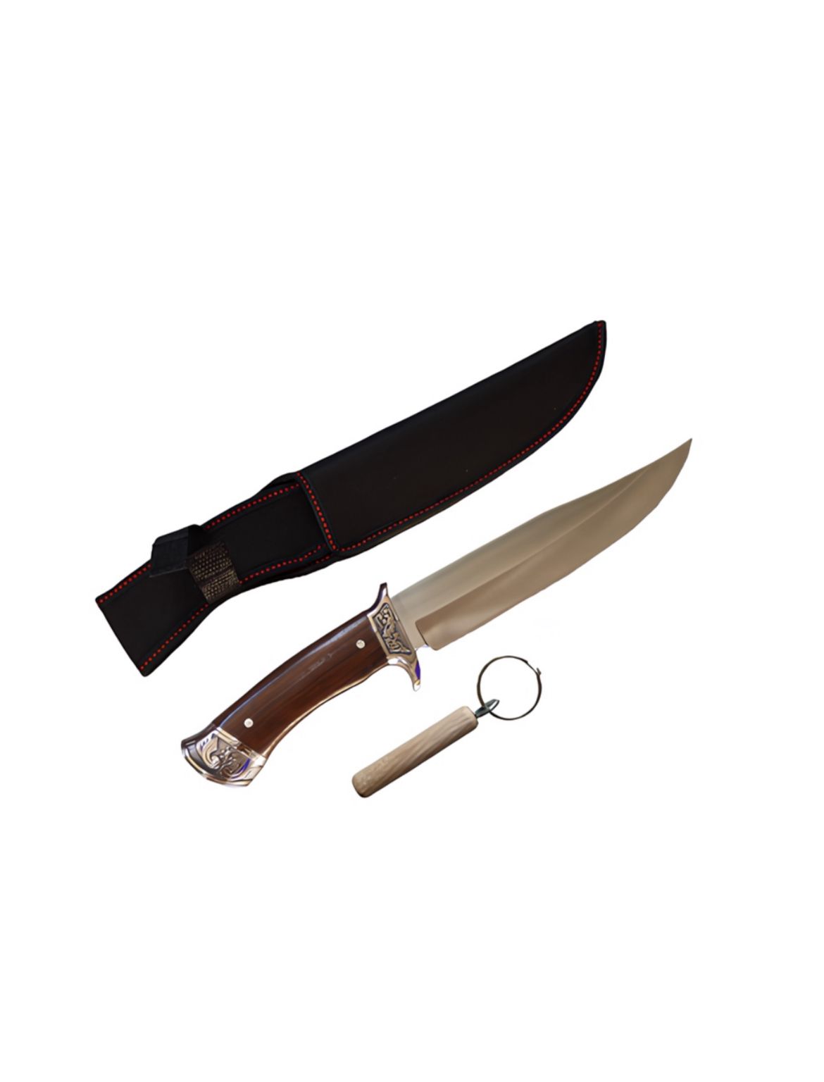 Rugged Hunting Knife with Ring Handle & Heavy-Duty Sheath