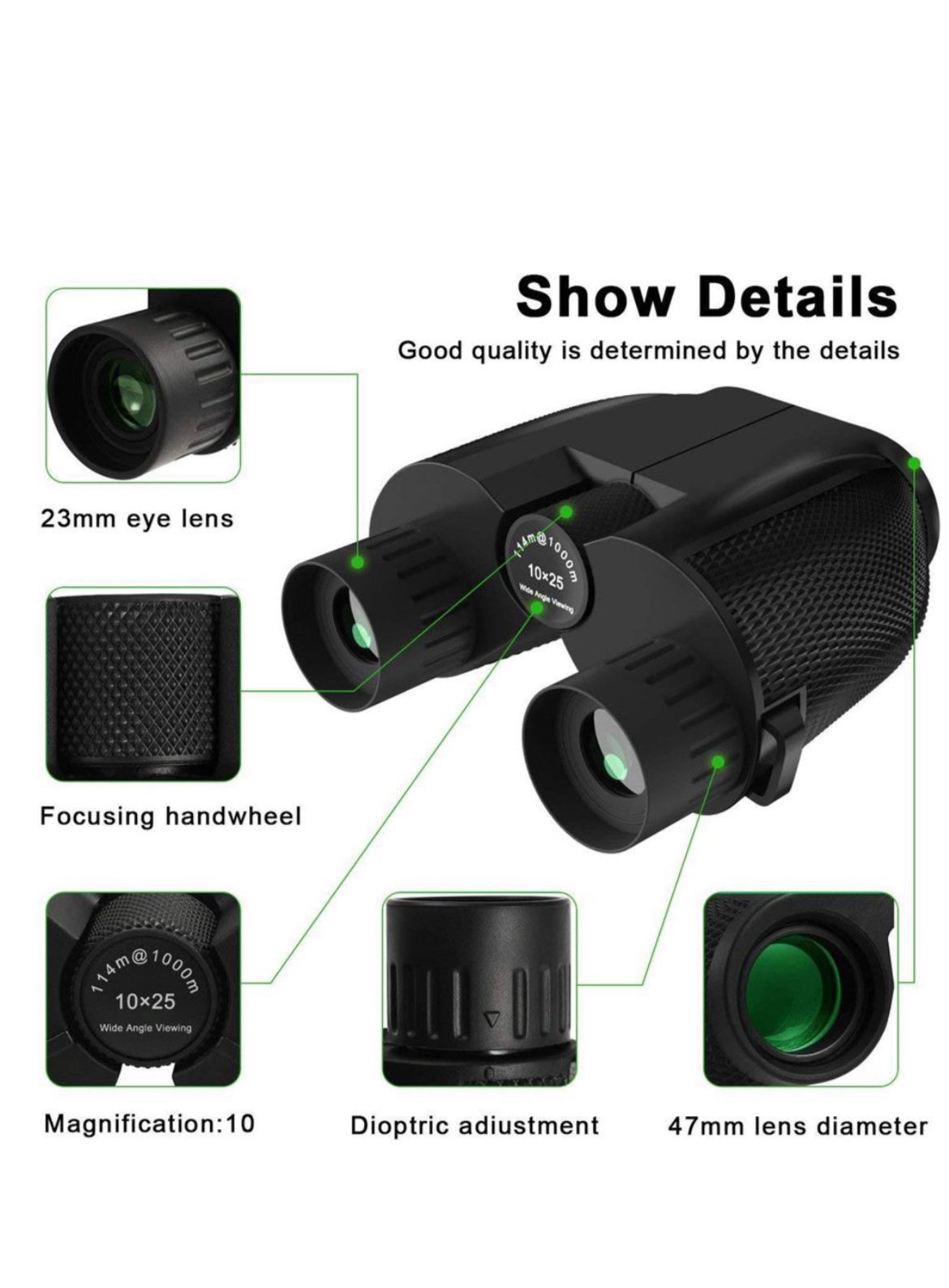 High-Powered 10x25 Binoculars – Perfect for Hunting & Hiking, 1000m Range