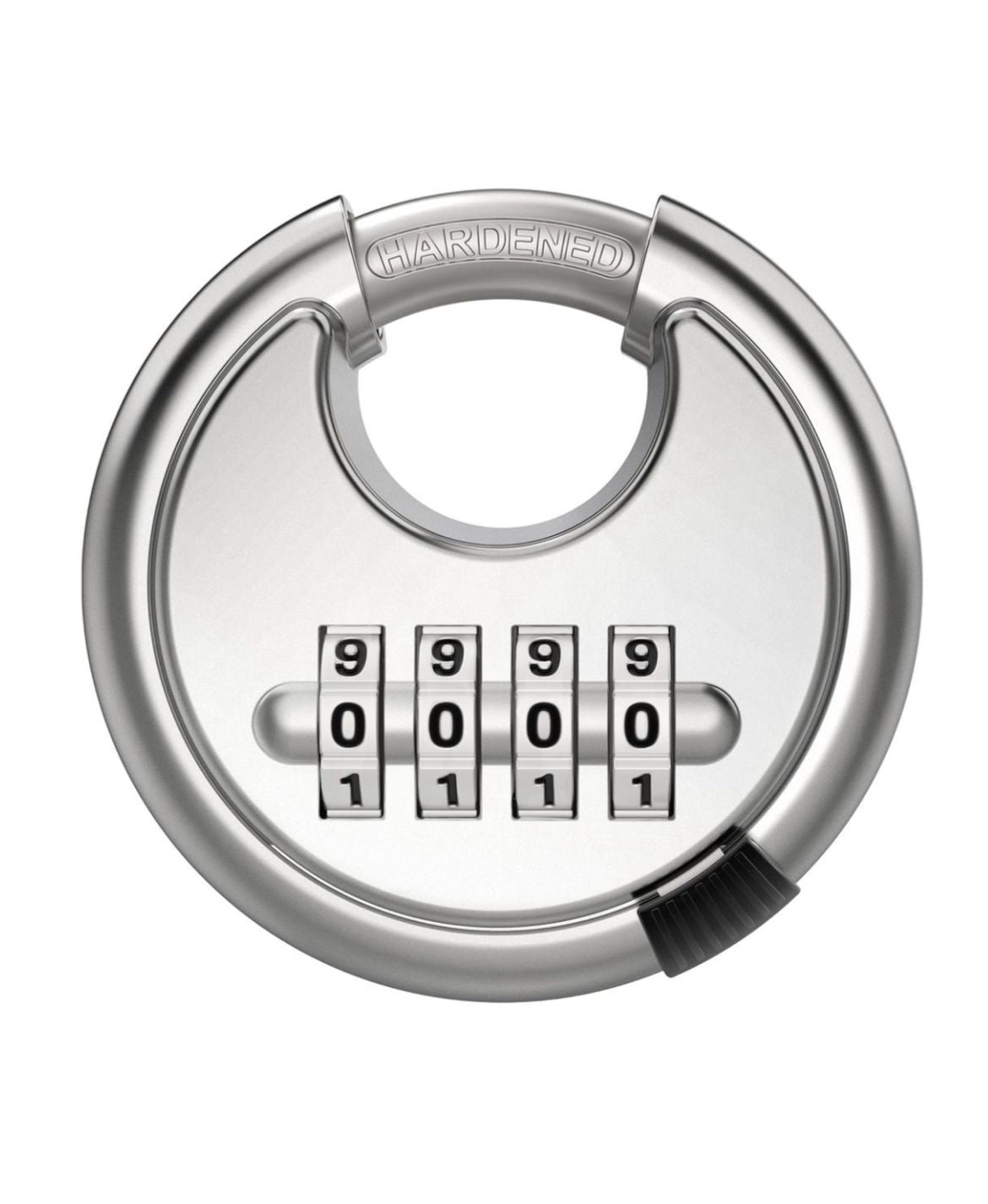 Secure Stainless Steel Round Lock – 4-Digit Discus with Reinforced Shackle