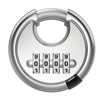 Secure Stainless Steel Round Lock – 4-Digit Discus with Reinforced Shackle