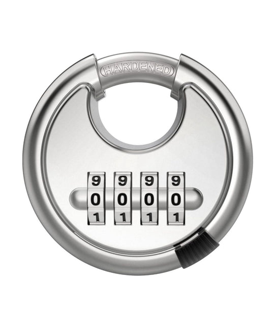 Secure Stainless Steel Round Lock – 4-Digit Discus with Reinforced Shackle
