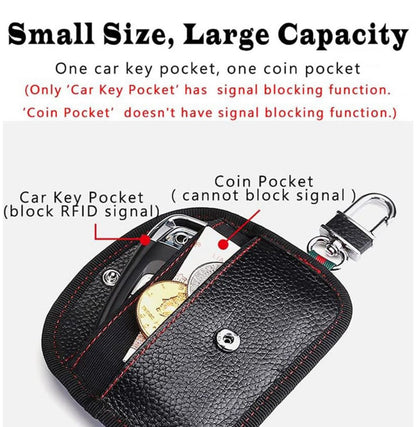 Car Key Signal Blocker Leather Pouch