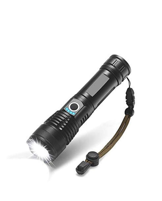 90000 Lumen LED Flashlight – Ultra-Powerful Rechargeable Torch, Black