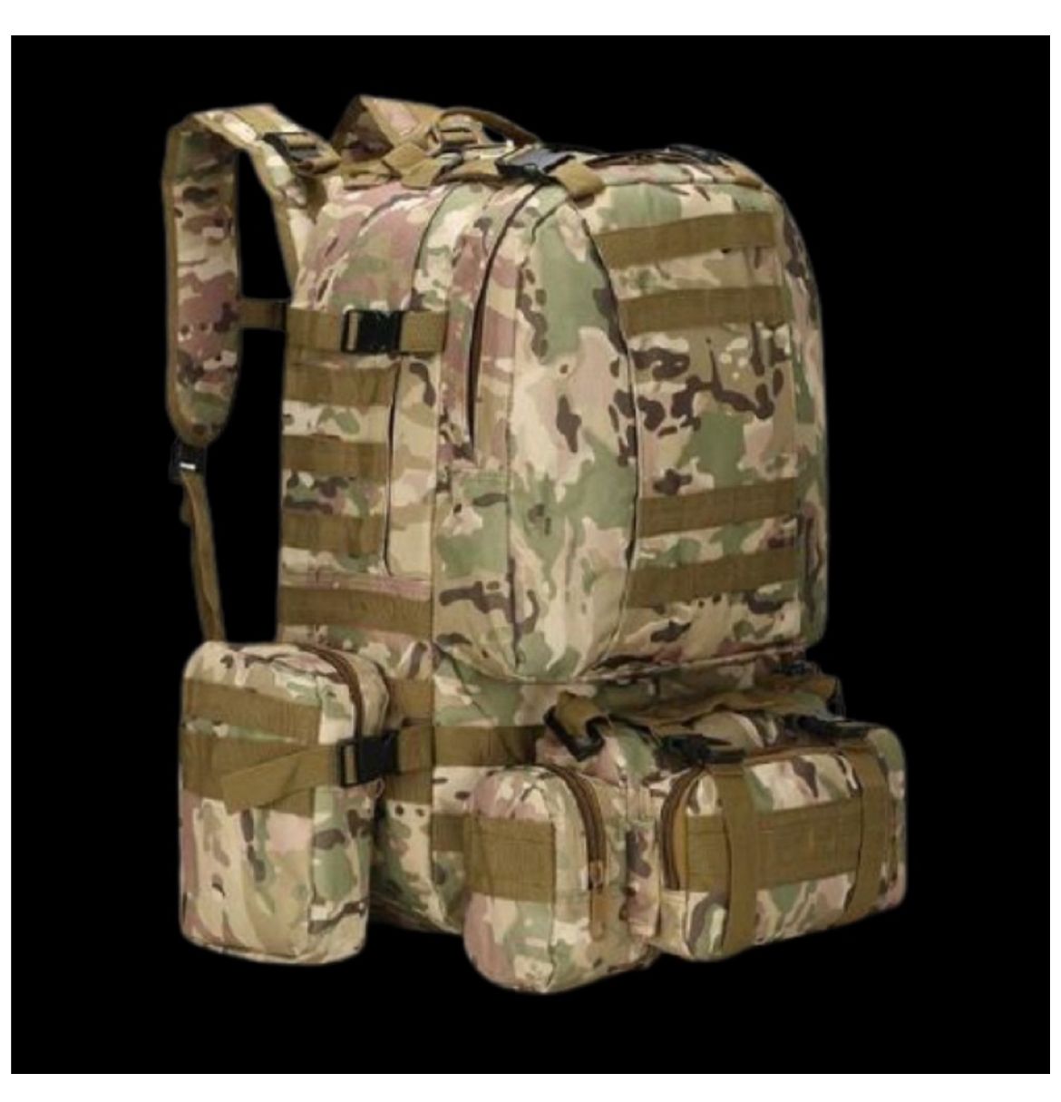 55L Tactical Backpack with 3 MOLLE Pouches
