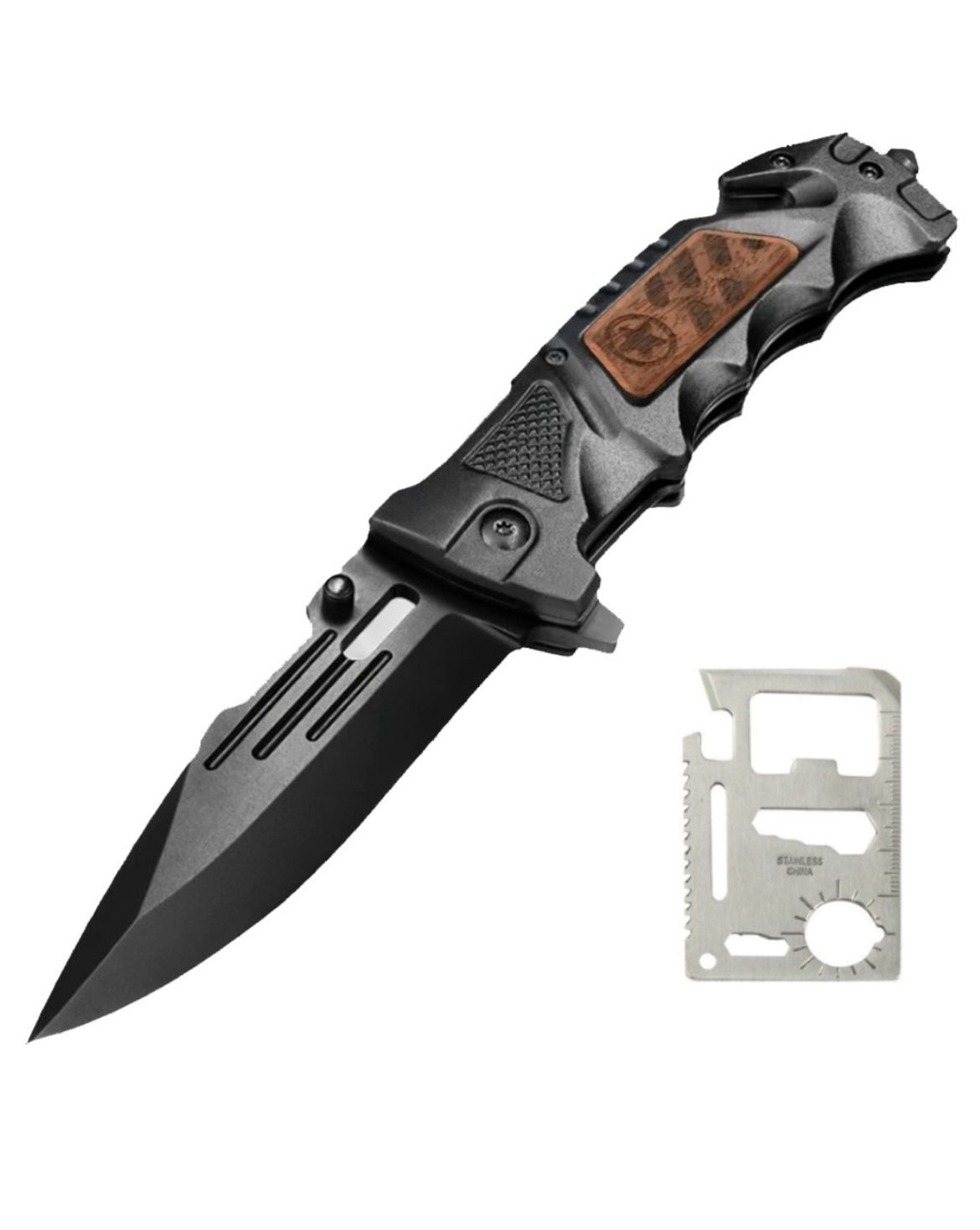 All-in-One Survival Knife & Multi-Tool Card for Camping and Hunting