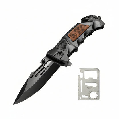 All-in-One Survival Knife & Multi-Tool Card for Camping and Hunting