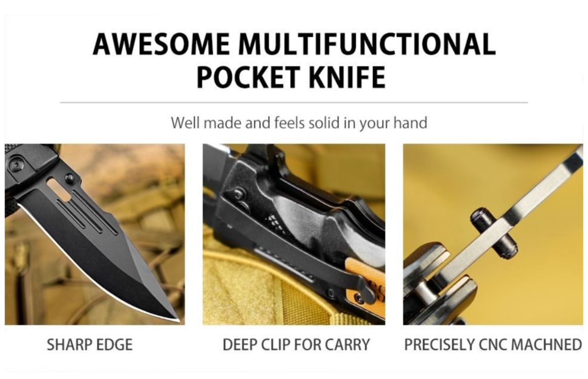All-in-One Survival Knife & Multi-Tool Card for Camping and Hunting