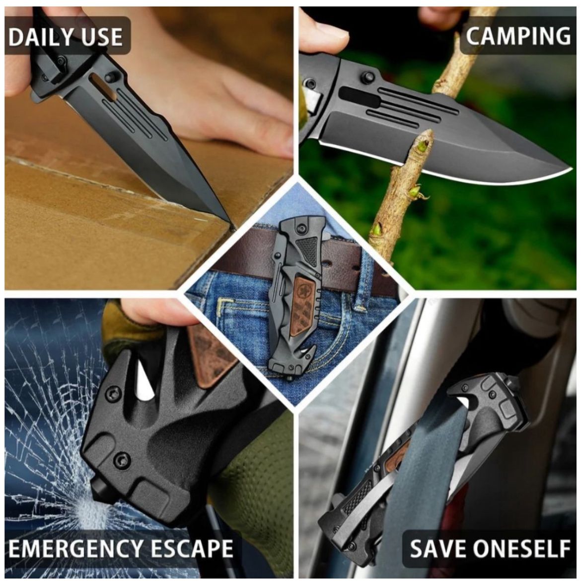 All-in-One Survival Knife & Multi-Tool Card for Camping and Hunting