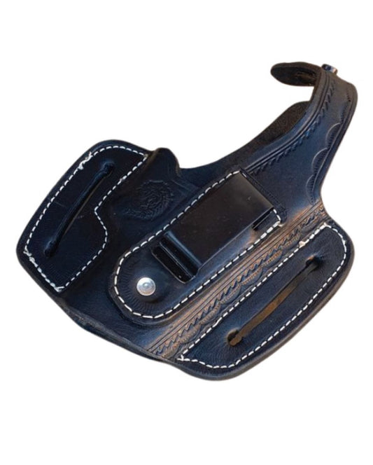 Black Leather Gun Holster with Clip