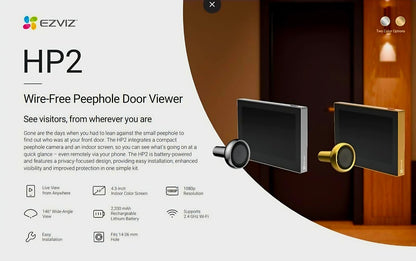 EZVIZ HP2 Wire-Free Peephole Door Viewer - 4.3" Display