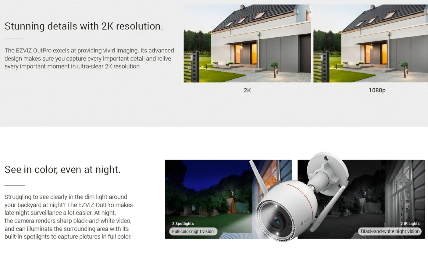 EZVIZ OutPro 2K - Outdoor Colour Night Vision WiFi Security Camera