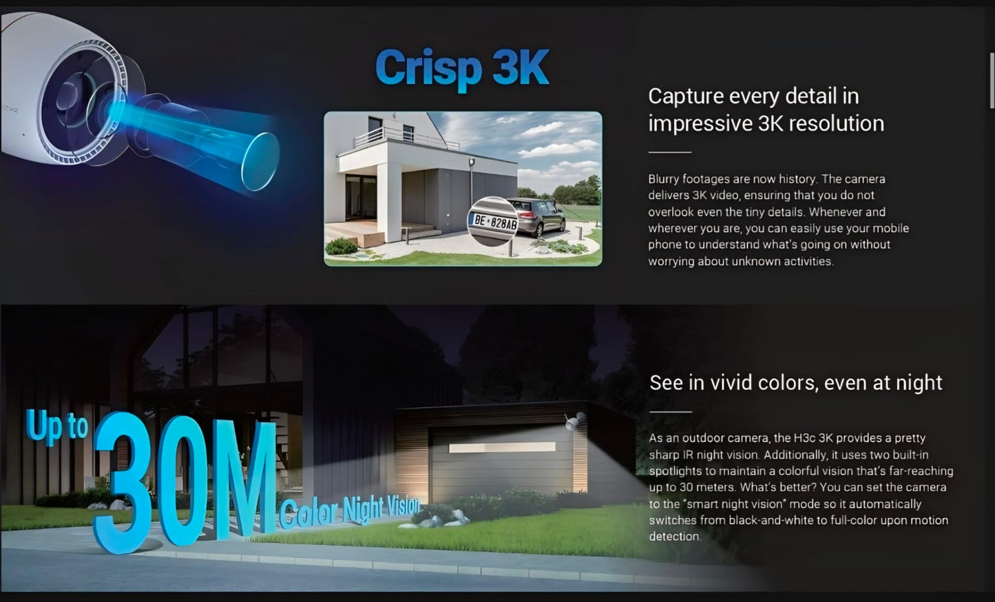 EZVIZ H3C 3K (5MP) Wi-Fi AI Colour Night Smart Home Outdoor Camera