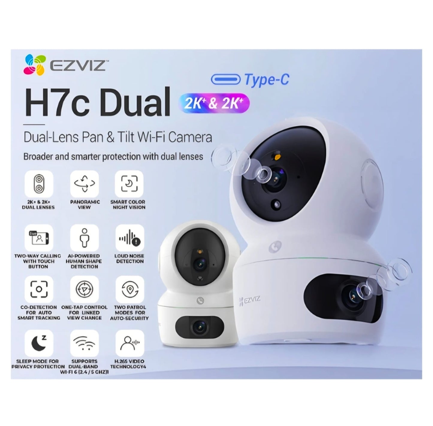 EZVIZ H7C Dual 2K+ Patrol Mode Pan/Tilt WiFi Indoor Camera
